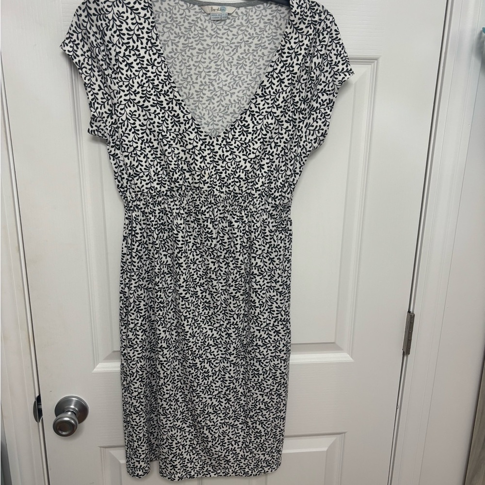 Boden Blue and White Patterned Midi Dress. Size 10